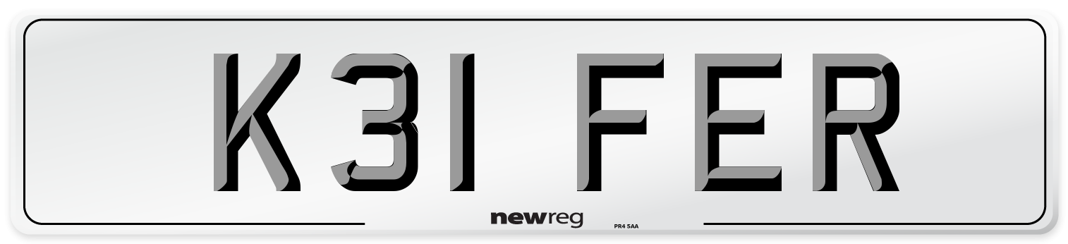 K31 FER Number Plate from New Reg